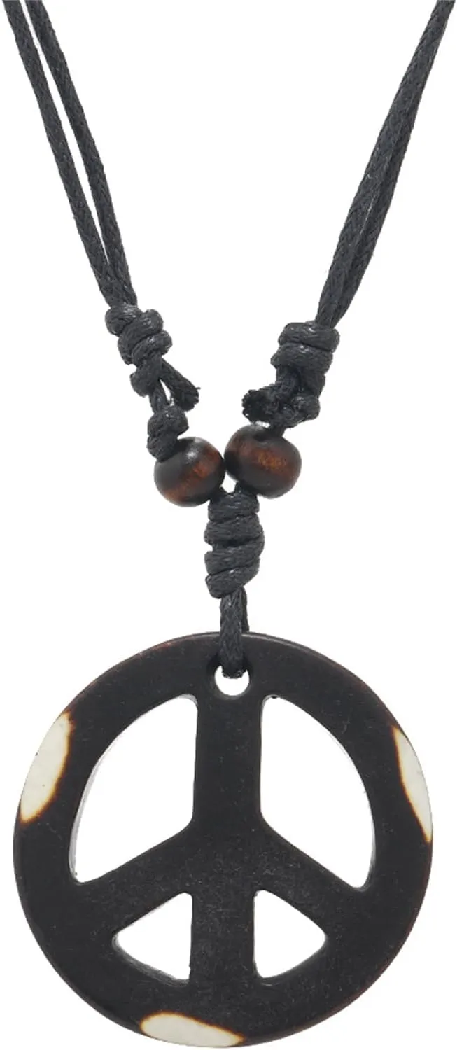 Dreuyet Peace Sign Pendant Necklace for Men Women Personalized Stainless Steel Punk Hippie 60s 70s Anti-war Pendant Necklace Halloween Party 1960s 1970s Hipster Accessories