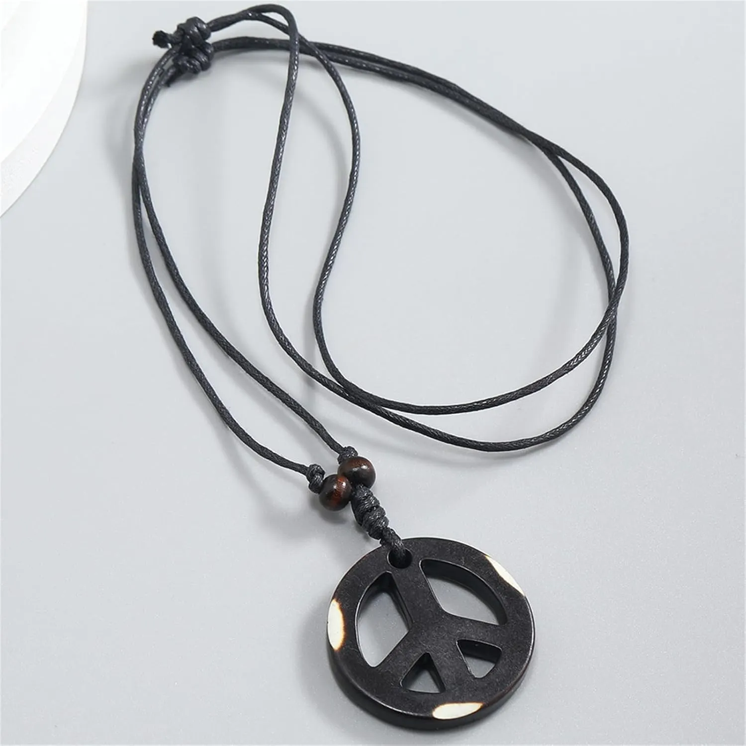 Dreuyet Peace Sign Pendant Necklace for Men Women Personalized Stainless Steel Punk Hippie 60s 70s Anti-war Pendant Necklace Halloween Party 1960s 1970s Hipster Accessories