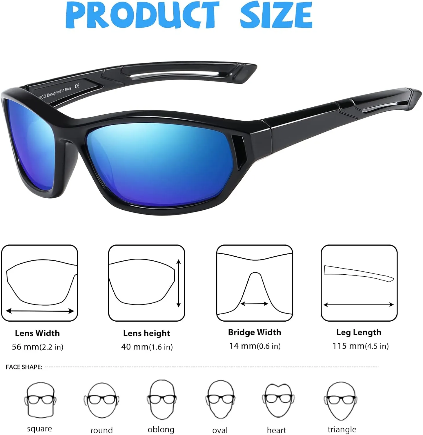 DUCO Polarized Kids Sunglasses with Strap for Boys Girls Youth Sports Baseball Sunglasses 100% UV Protection K029