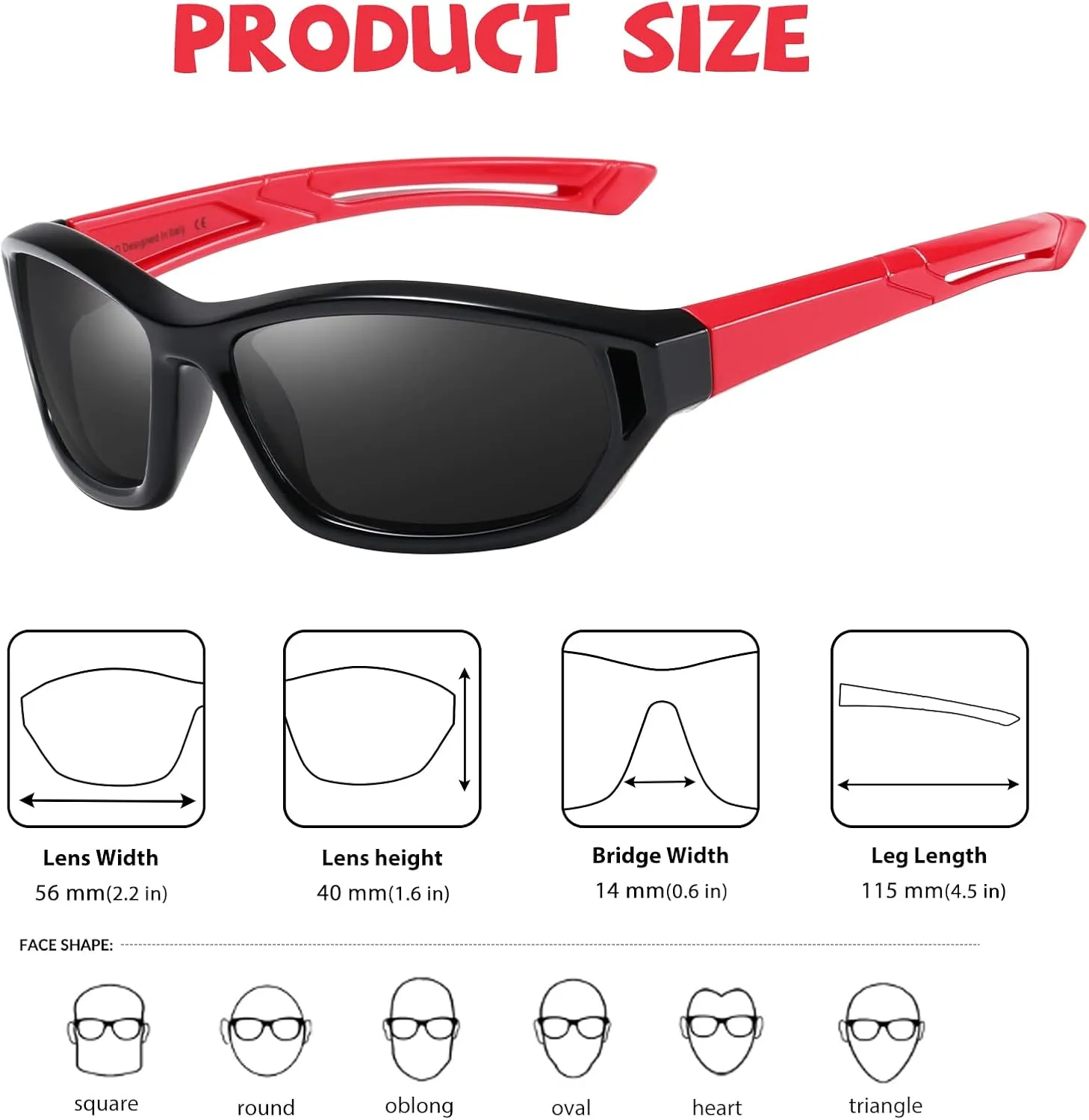 DUCO Polarized Kids Sunglasses with Strap for Boys Girls Youth Sports Baseball Sunglasses 100% UV Protection K029
