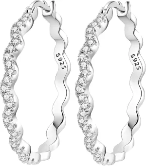 Earring for Women, 925 Sterling Silver Hoop Earring Jewelry, Fashion Graduation Birthday Gifts for Girls Teen