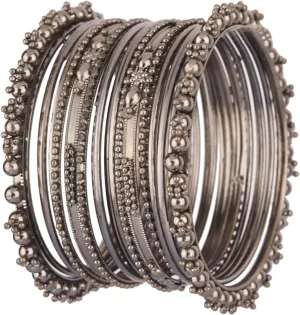 Efulgenz Oxidized Indian Bangles for Women Indian Oxidized Jewelry Boho Vintage Antique Tribal Indian Oxidized Bracelet Bangles Set Jewelry (20 Pcs)