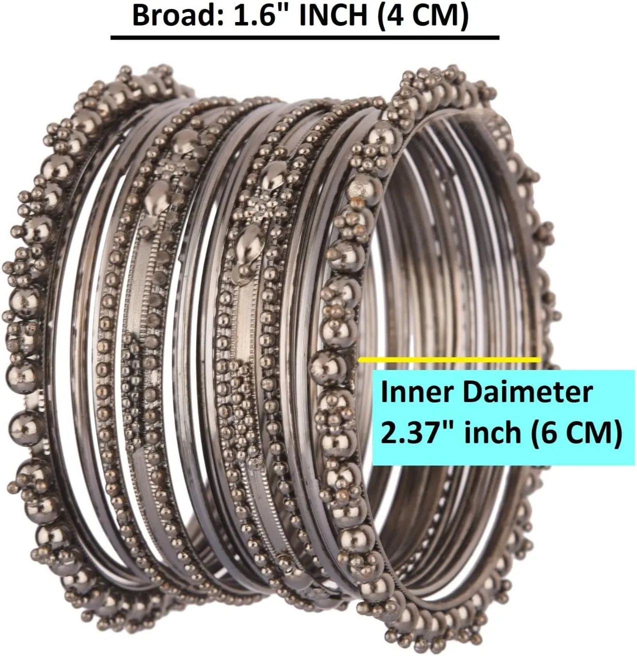 Efulgenz Oxidized Indian Bangles for Women Indian Oxidized Jewelry Boho Vintage Antique Tribal Indian Oxidized Bracelet Bangles Set Jewelry (20 Pcs)
