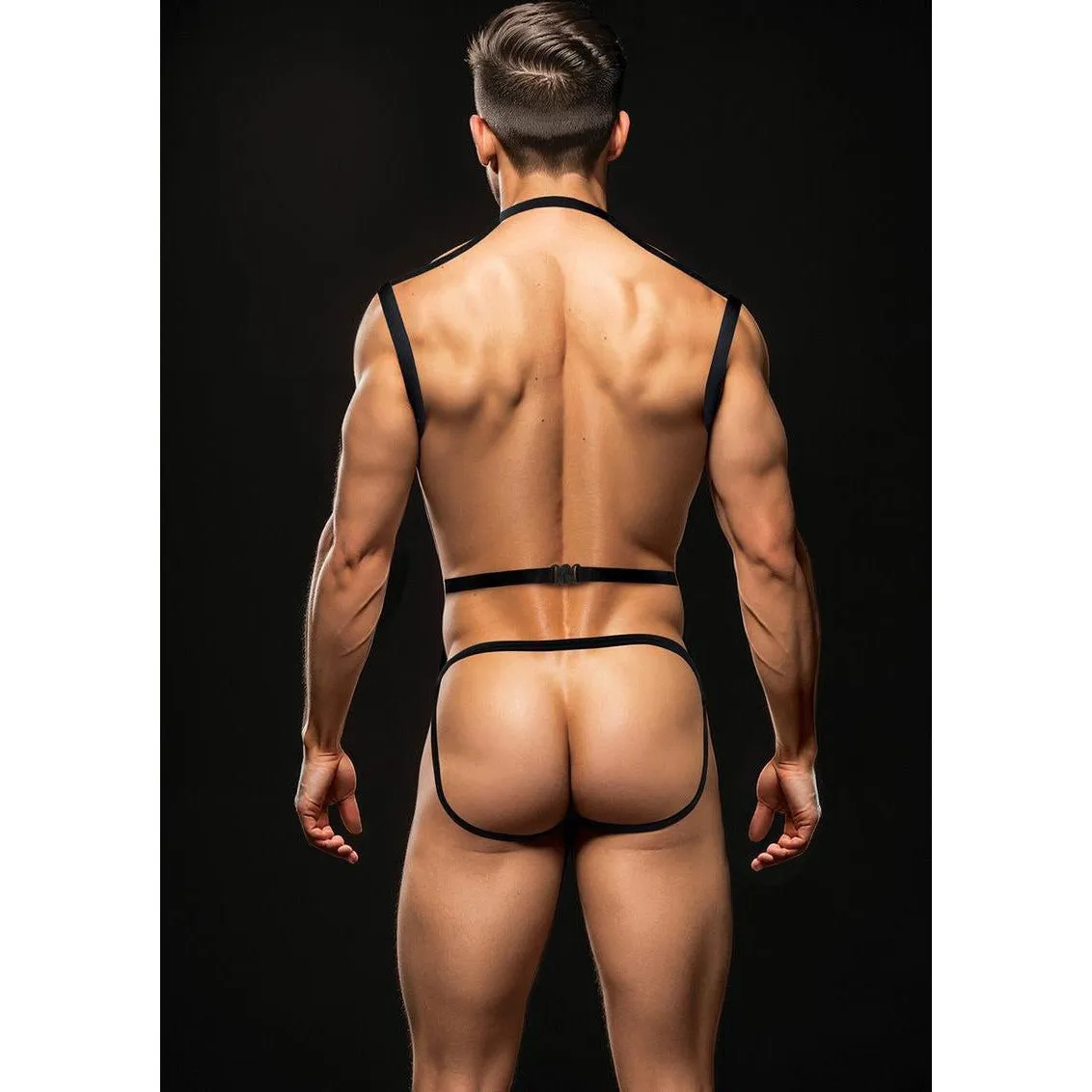 Envy 3 Pc Wet Look Chest Harness - Medium/large -  Black