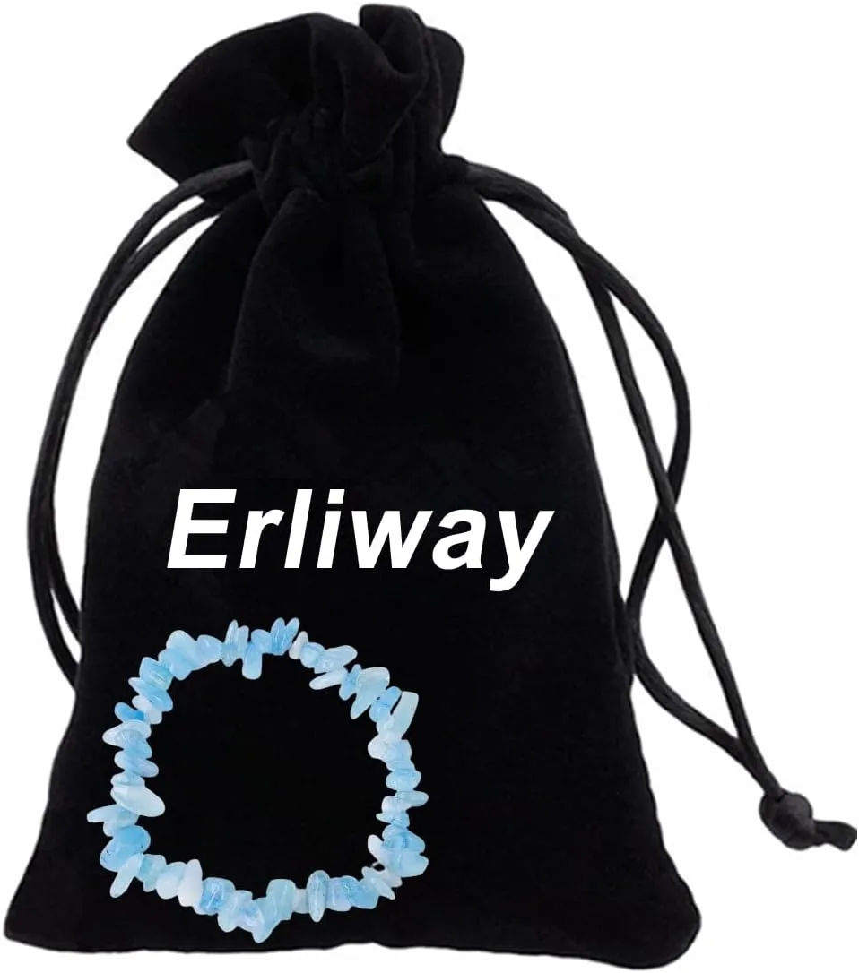 Erliway Crystals Stretch Bracelet Irregular Beads Stretch Bracelet Healing Crystals Chips Bracelet Natural Gemstone Bracelets for Women Jewelry Reiki Meditation