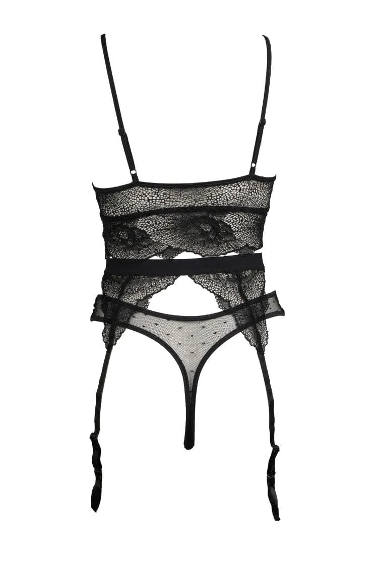 Everly Caged 3pc Bralette Set - Black