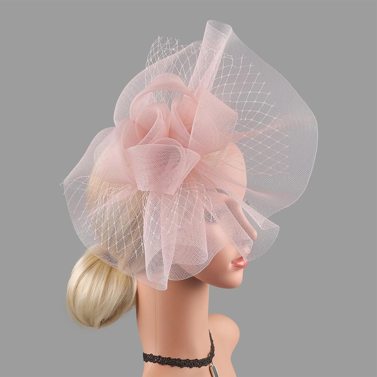 Fascinator Hats for Women Tea Party Hats and Gloves Pearl Jewelry Set Derby Hat for Cocktail Wedding