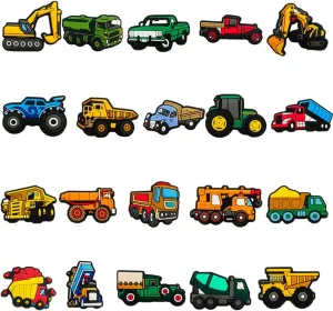 Felvjiaa 20pcs Truck Cars Shoes Charms PVC Shoe Jewelry Decoration,Clog Accessories Pins for Boys Girls Party Favors Birthday Gifts