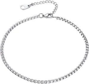 FindChic Stainless Steel Ankle Chain Bracelets for Women Cuban Curb/Figaro/Box Links Beach Foot Jewelry 8.5''-10.5'' Adjustable Anklet, with Jewelry Box