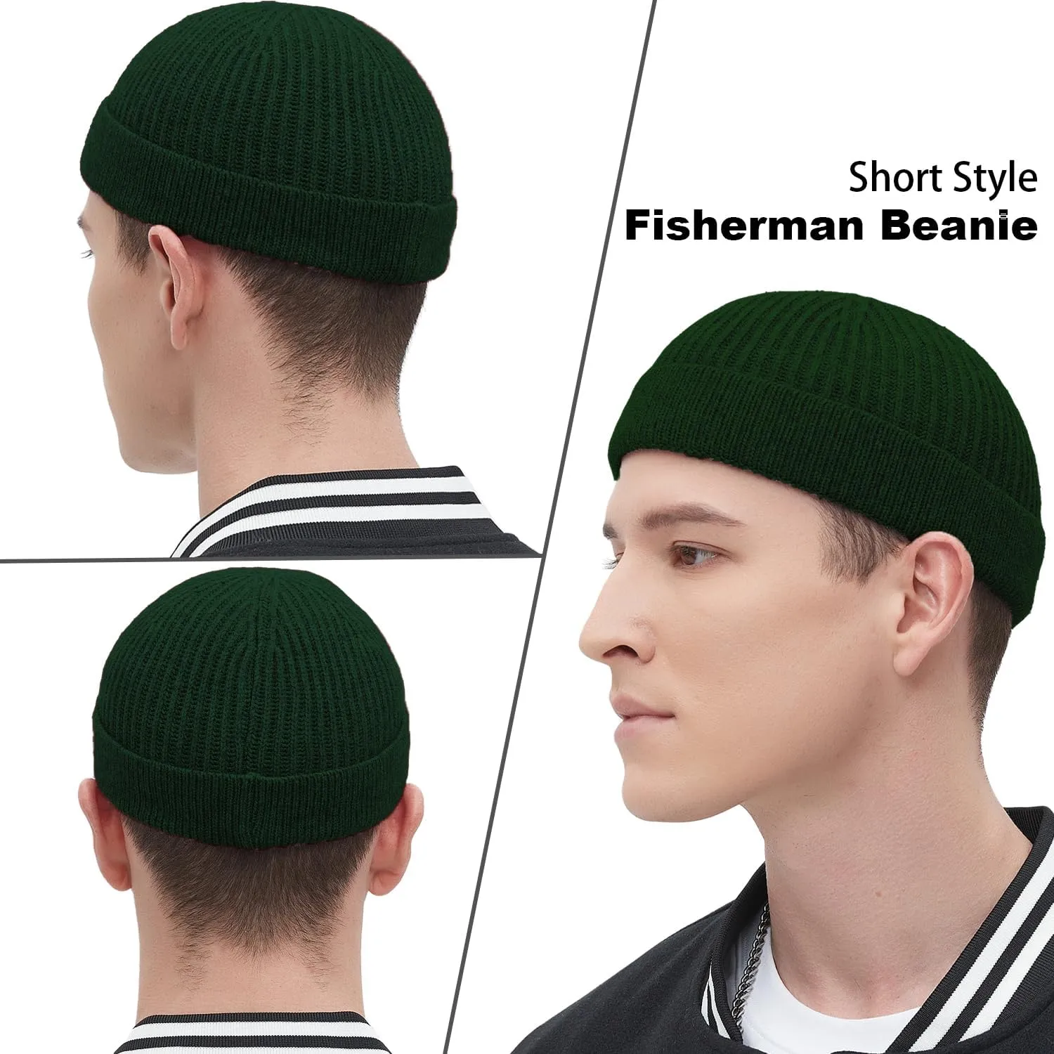 Fisherman Beanie Hats for Men Women,Wool Knit Trawler Skull Cap,Watch Cap,Spring Fall Winter Warm Short Hats