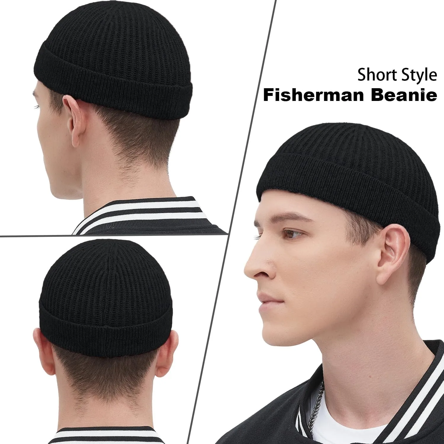 Fisherman Beanie Hats for Men Women,Wool Knit Trawler Skull Cap,Watch Cap,Spring Fall Winter Warm Short Hats