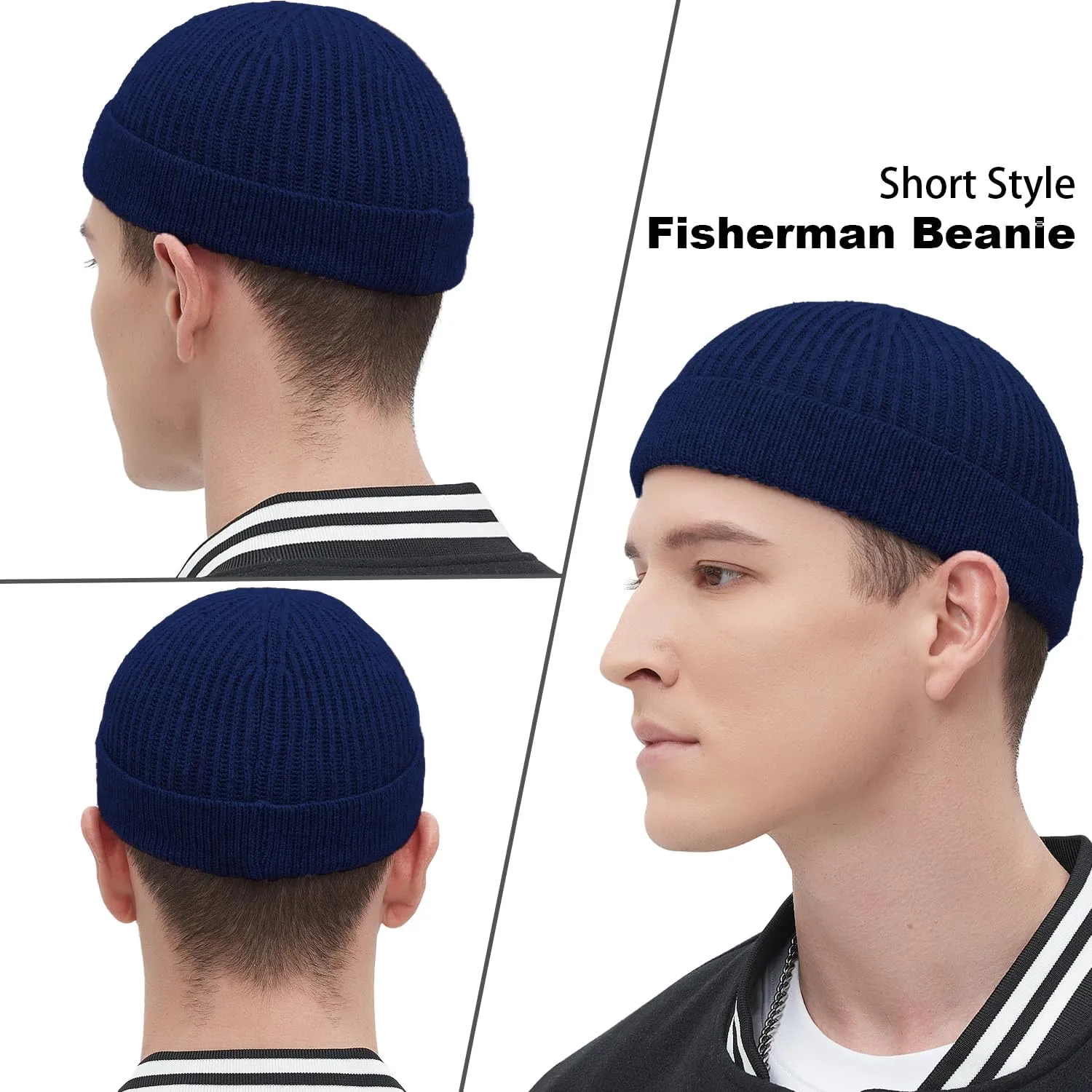 Fisherman Beanie Hats for Men Women,Wool Knit Trawler Skull Cap,Watch Cap,Spring Fall Winter Warm Short Hats