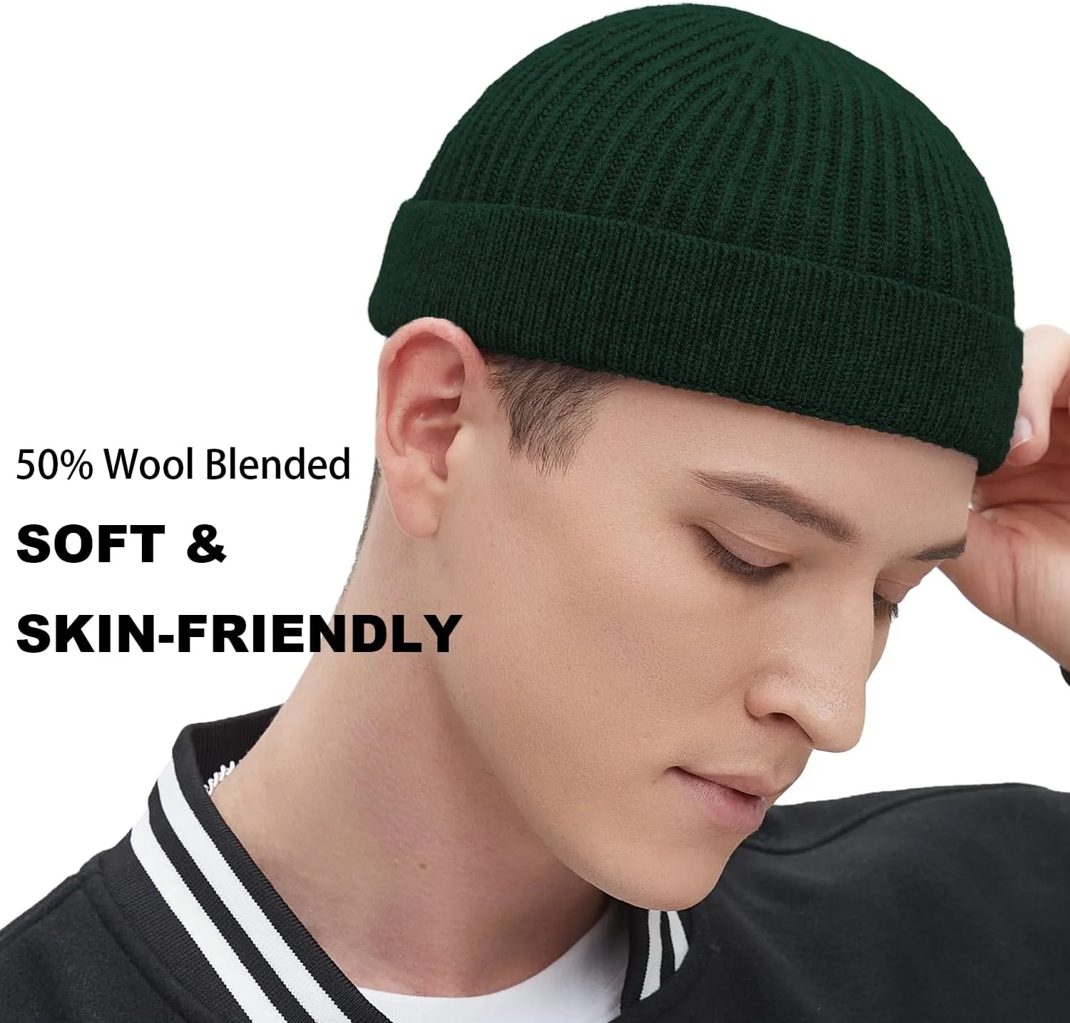 Fisherman Beanie Hats for Men Women,Wool Knit Trawler Skull Cap,Watch Cap,Spring Fall Winter Warm Short Hats