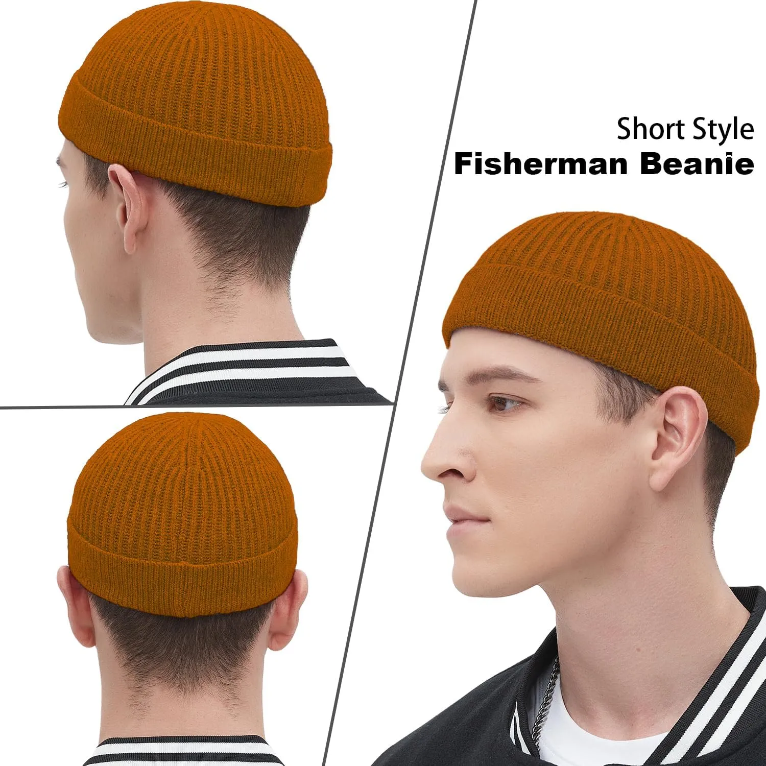 Fisherman Beanie Hats for Men Women,Wool Knit Trawler Skull Cap,Watch Cap,Spring Fall Winter Warm Short Hats
