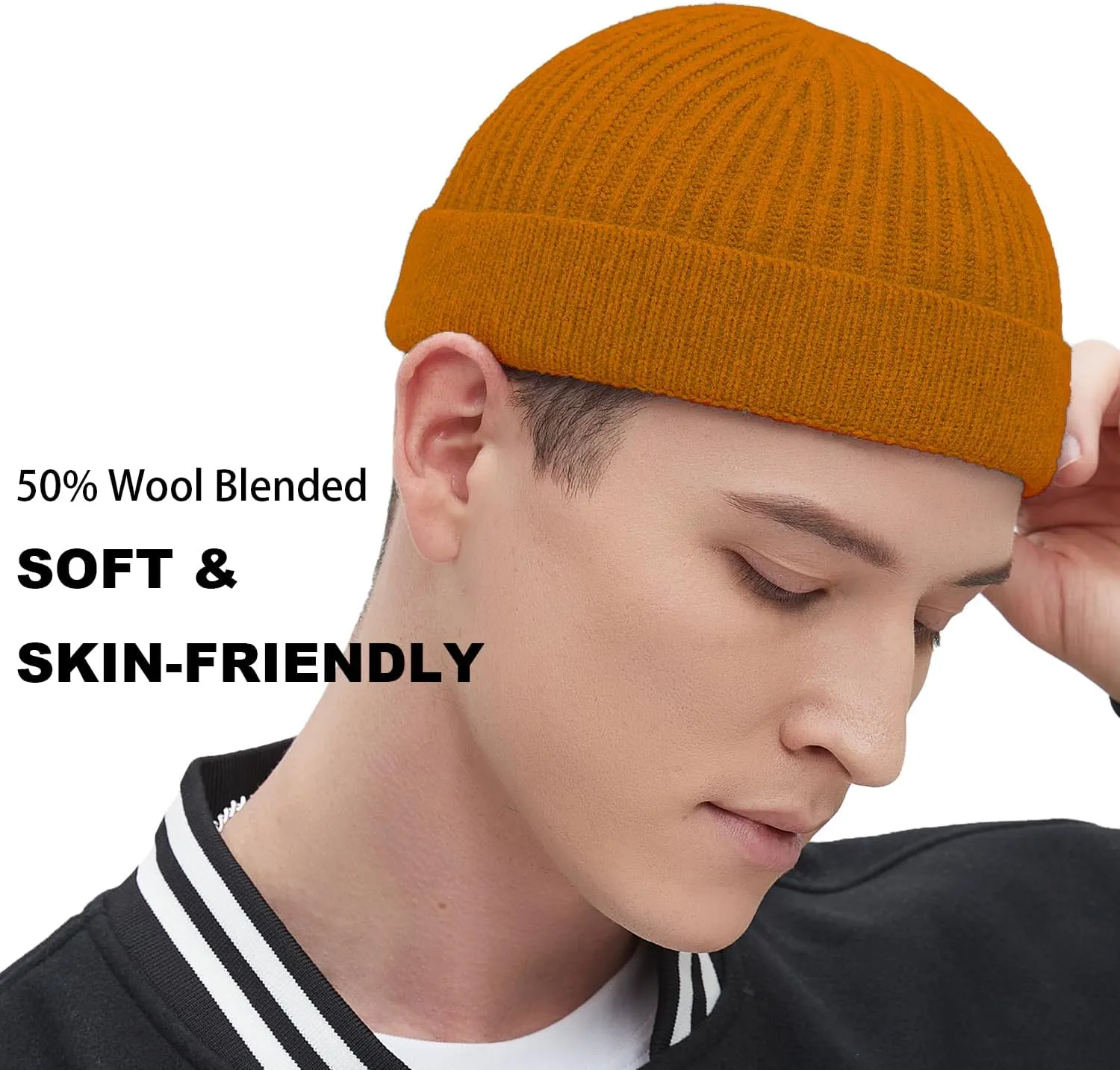 Fisherman Beanie Hats for Men Women,Wool Knit Trawler Skull Cap,Watch Cap,Spring Fall Winter Warm Short Hats