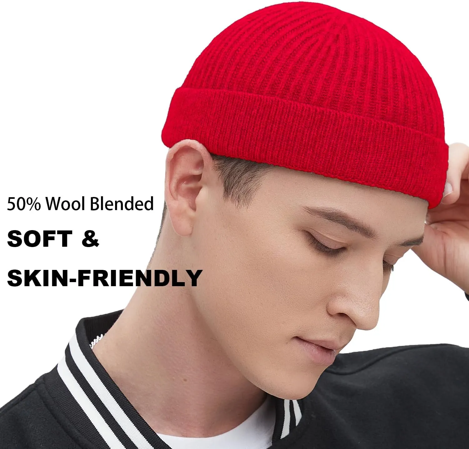 Fisherman Beanie Hats for Men Women,Wool Knit Trawler Skull Cap,Watch Cap,Spring Fall Winter Warm Short Hats