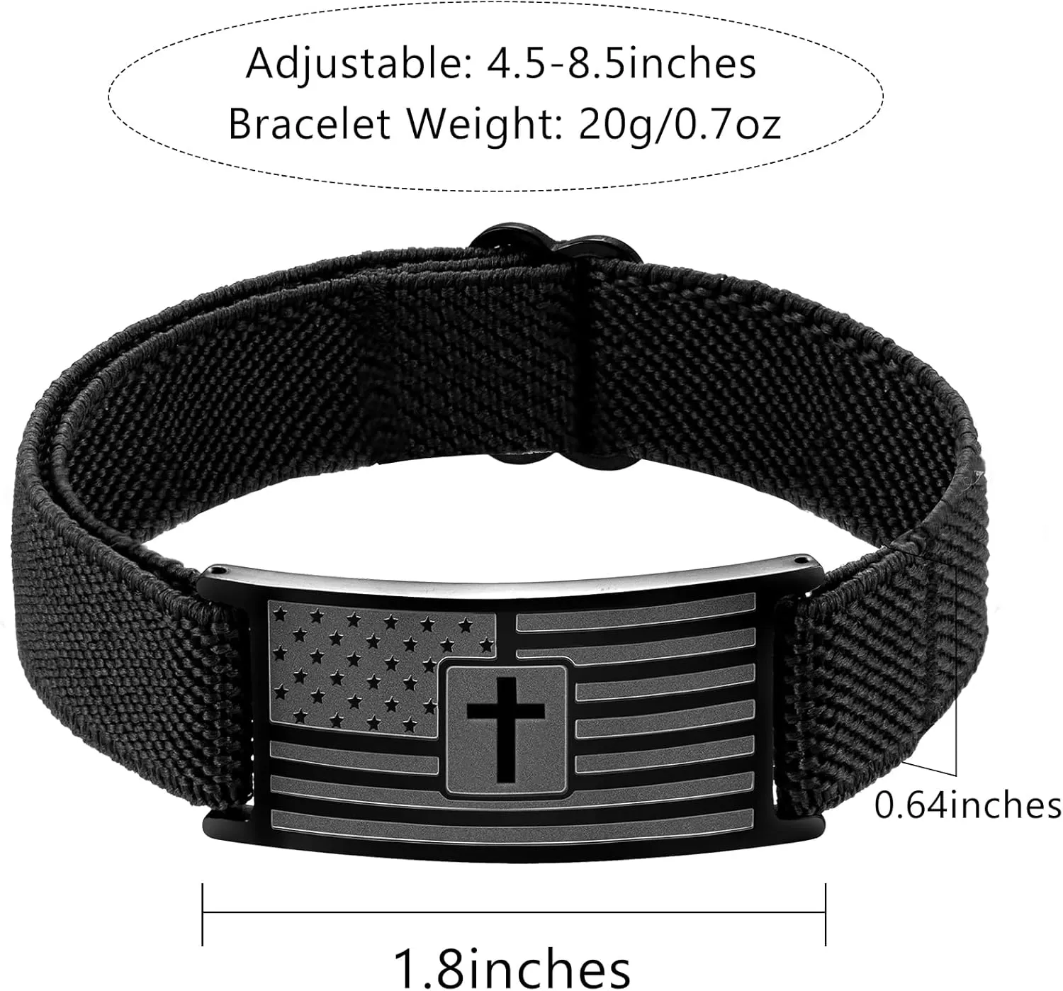 Flag Cross Bracelet for boys Men Adjustable Strap Christian Scripture Bracelets Engraved Bible Verses Inspirational Messages Patriotic Religious Jewelry Gift