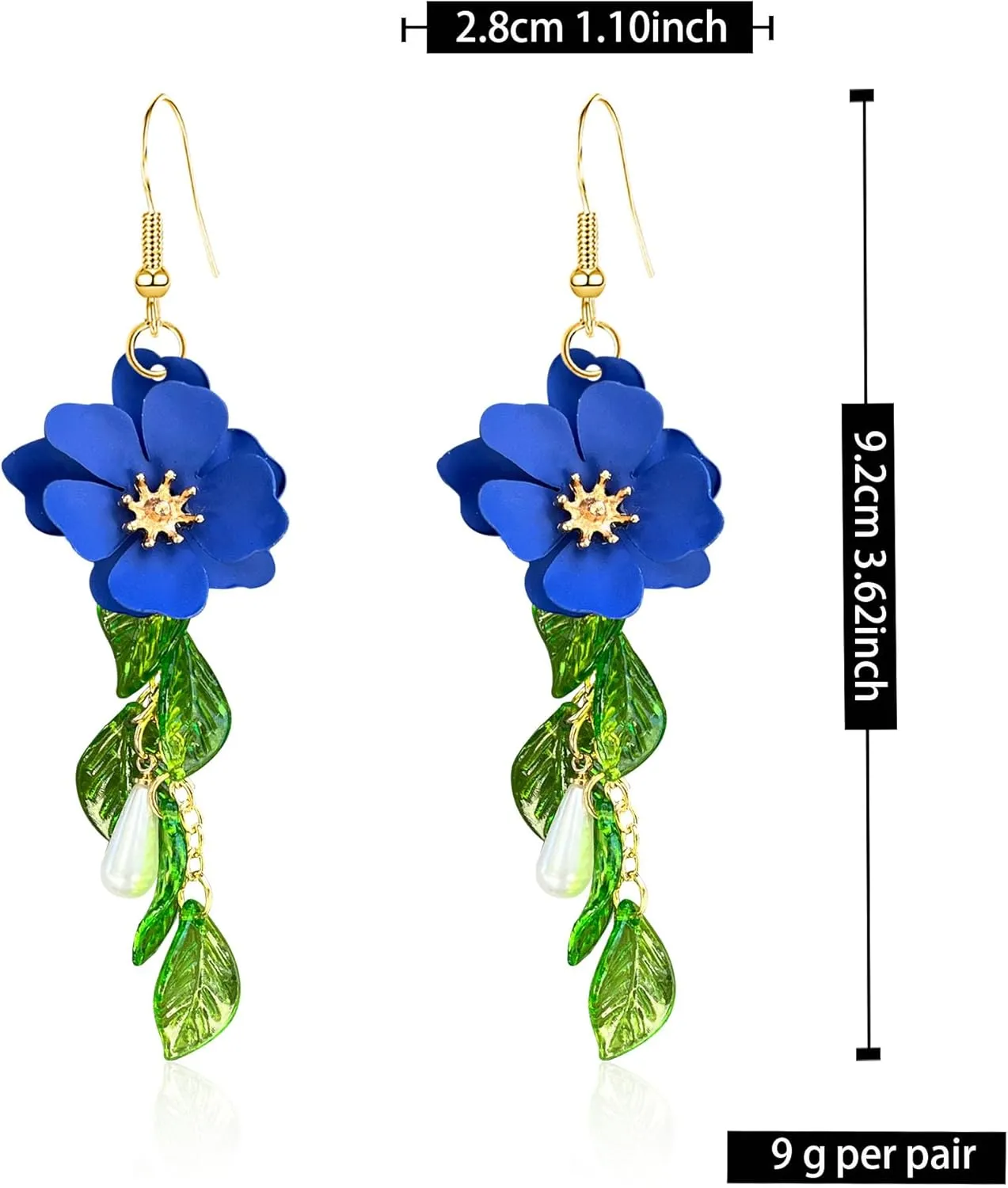 Flower Tassel Dangle Earrings for Women Cute Green Leaf Sakura Pearl Earrings Fairy Statement Summer Refreshing Seaside Idyllic Holiday Jewelry