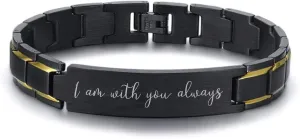 for BFF Gifts - Best Friend Bracelet Gifts for friens - Friendship Bracelets Inspire Mantra Message Engraved - I am with You Always