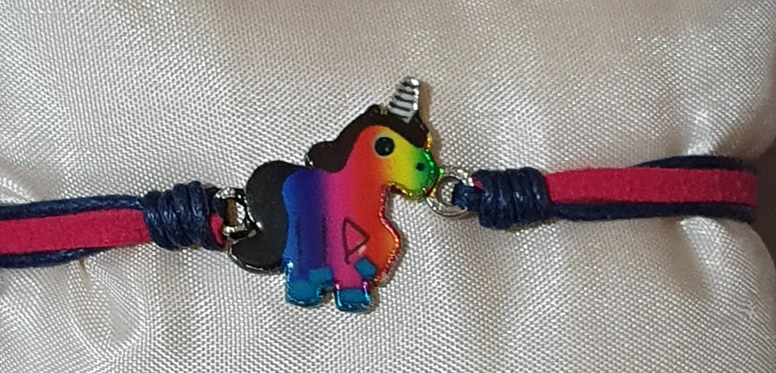 Friendship bracelets unicorn dark blue/hot pink band