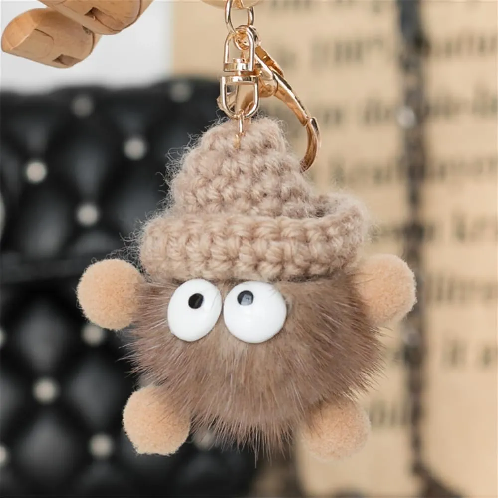 Fuqimanman2020 Cute Plush Keychain Soft Pom Pom Fluffy Ball Woolen Weaving Keychain for Women Car Backpack Purse Accessories