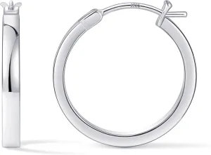 Gacimy Flatted Gold Hoop Earrings for Women 14K Real Gold Plated with 925 Sterling Silver Post