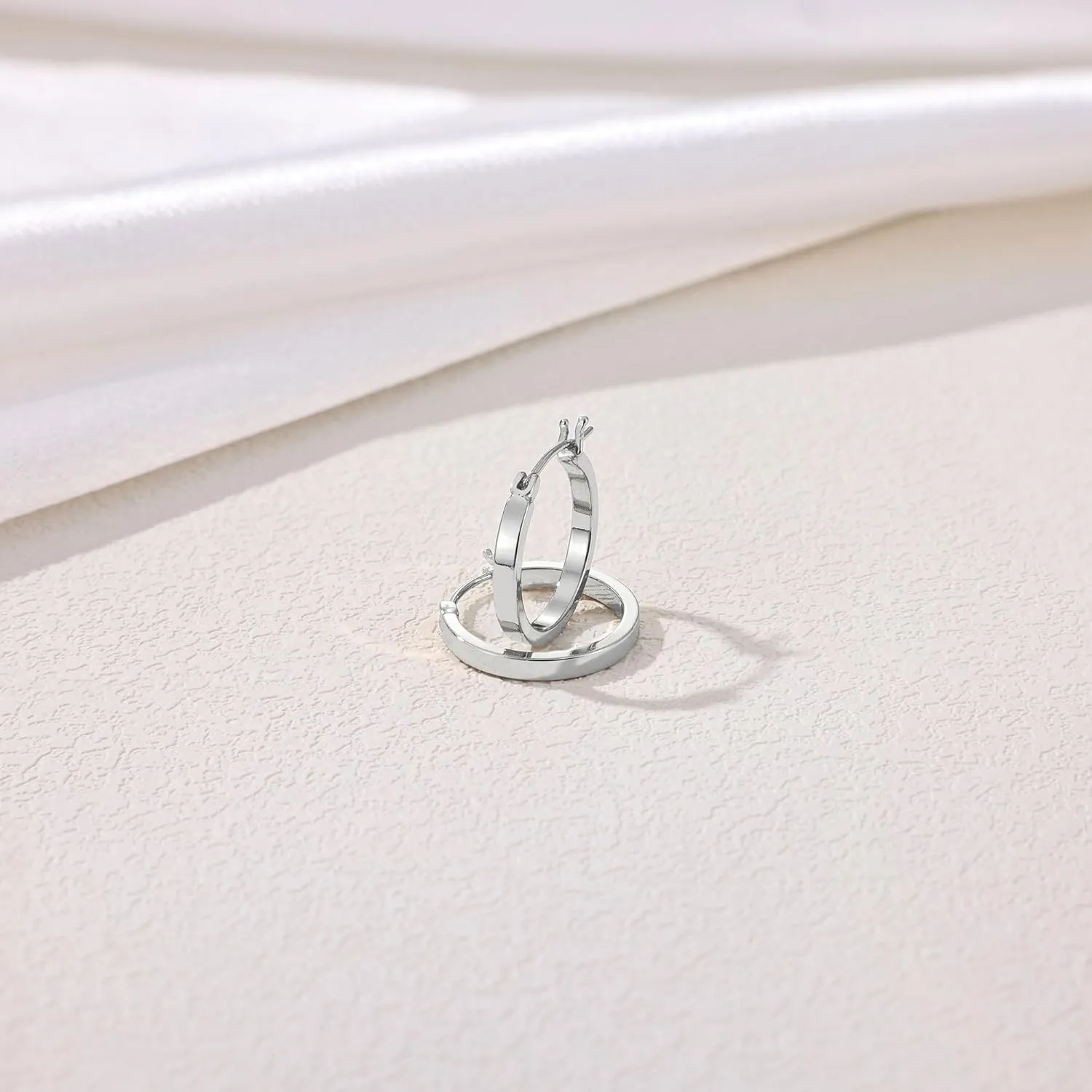Gacimy Flatted Gold Hoop Earrings for Women 14K Real Gold Plated with 925 Sterling Silver Post