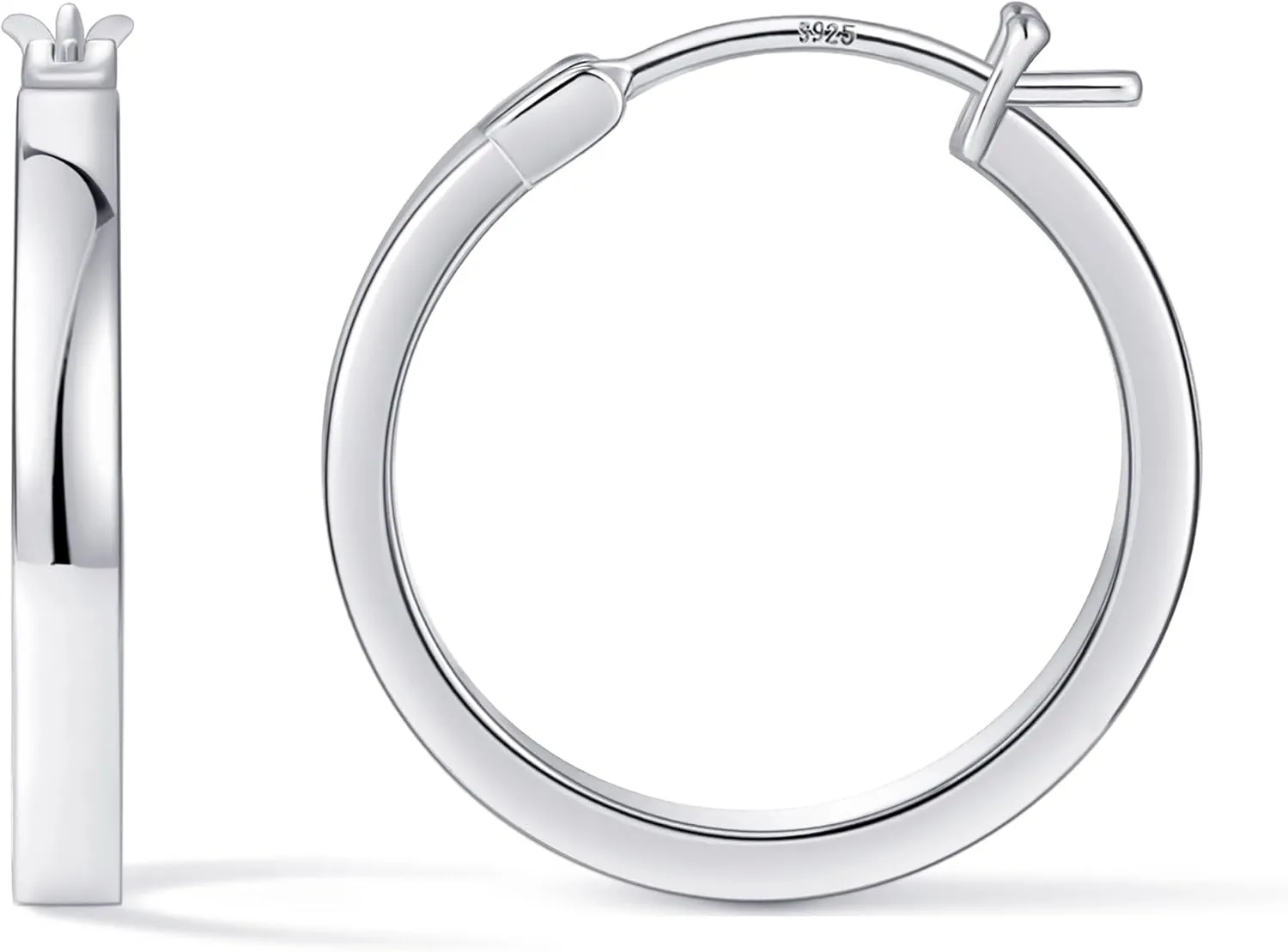 Gacimy Flatted Gold Hoop Earrings for Women 14K Real Gold Plated with 925 Sterling Silver Post