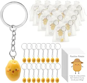 Garfunkel 25 Sets Inspirational Positive Potato Keychain Bulk Emotional Support Potato Gift with Funny Cards Organza Bags Appreciation Gift for Employee Coworker Students Teacher Friend