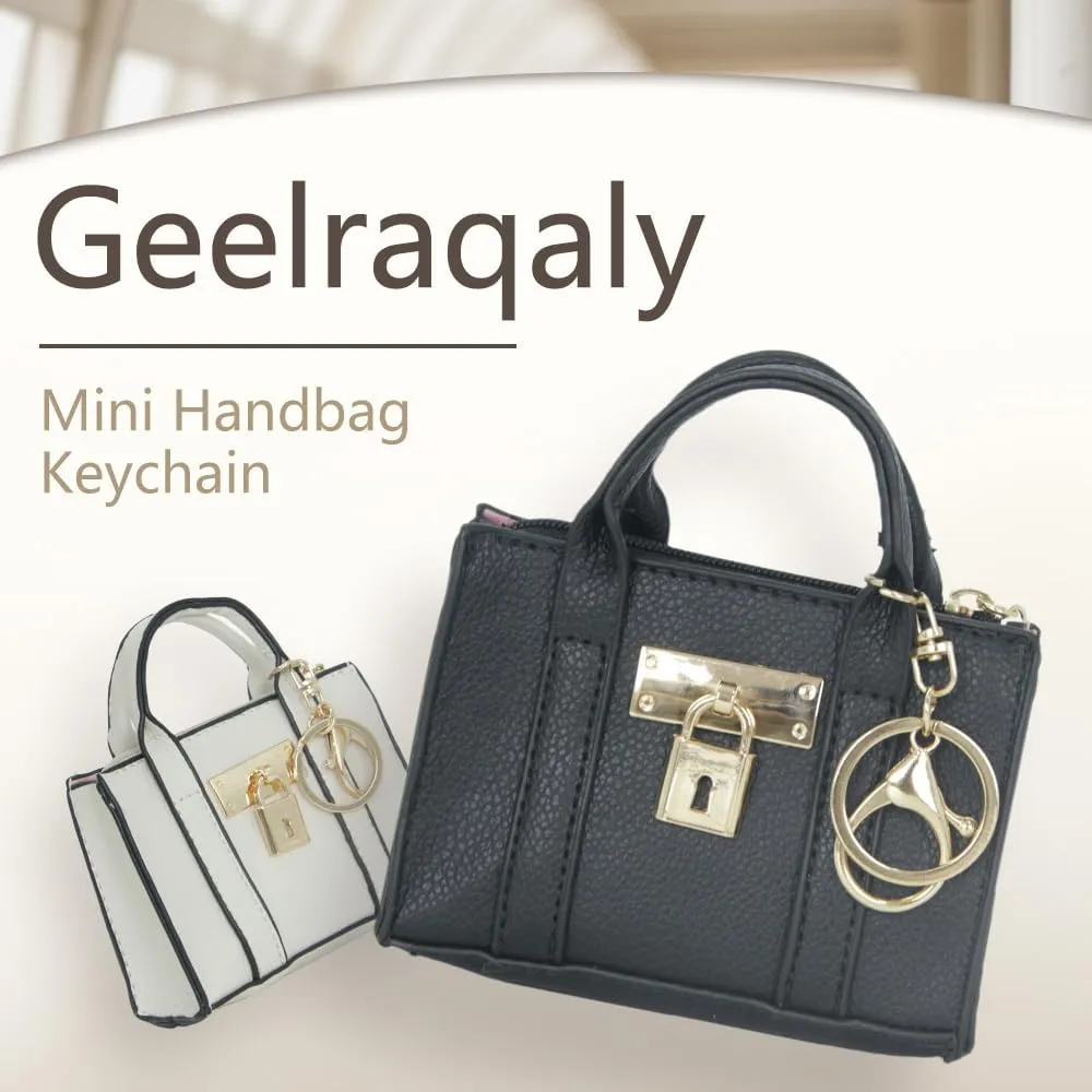 Geerlaqaly mini handbag Keychain, lychee patterned leather,accessories for women's wallets,hold lipstick, headphones, coins