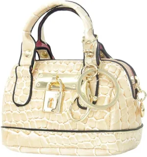 Geerlaqaly Mini Handbag Keychain, PU Leather Crocodile Pattern, Small Change Pouch Coin Purse with Chain harness
