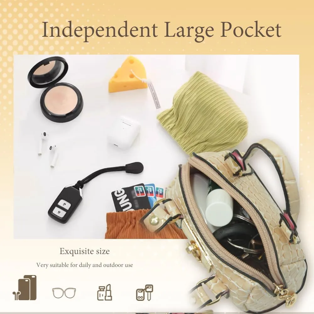 Geerlaqaly Mini Handbag Keychain, PU Leather Crocodile Pattern, Small Change Pouch Coin Purse with Chain harness
