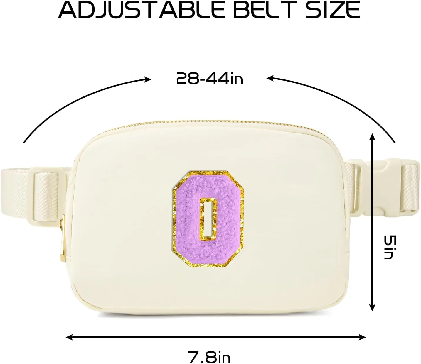 Gitus Gifts for 8 9 10 11 12 Year Old Girls Belt Bag Fanny Pack Crossbody Bags with Initial Letter Patch Cute Stuff Birthday Gifts for Teen Girls Women Personalized Trend Stuff (Ivory-O)