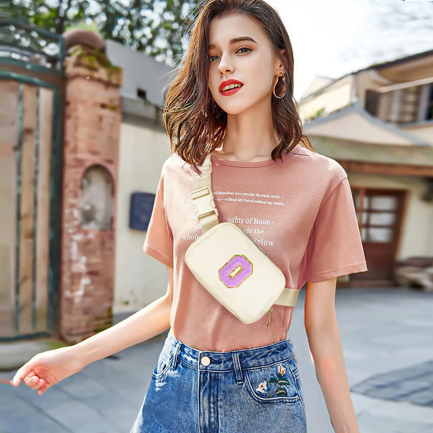Gitus Gifts for 8 9 10 11 12 Year Old Girls Belt Bag Fanny Pack Crossbody Bags with Initial Letter Patch Cute Stuff Birthday Gifts for Teen Girls Women Personalized Trend Stuff (Ivory-O)