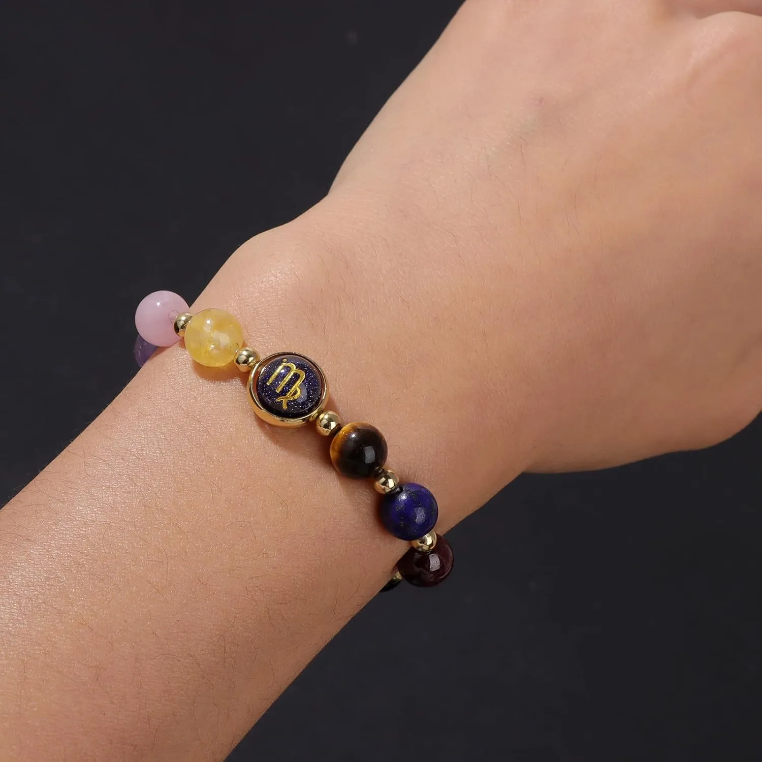 GolbalJew Zodiac Bracelets for Women 12 Constellations Healing Crystal Stone Beads Bracelet Birthday Zodiac Gifts Horoscope Spiritual Bracelet