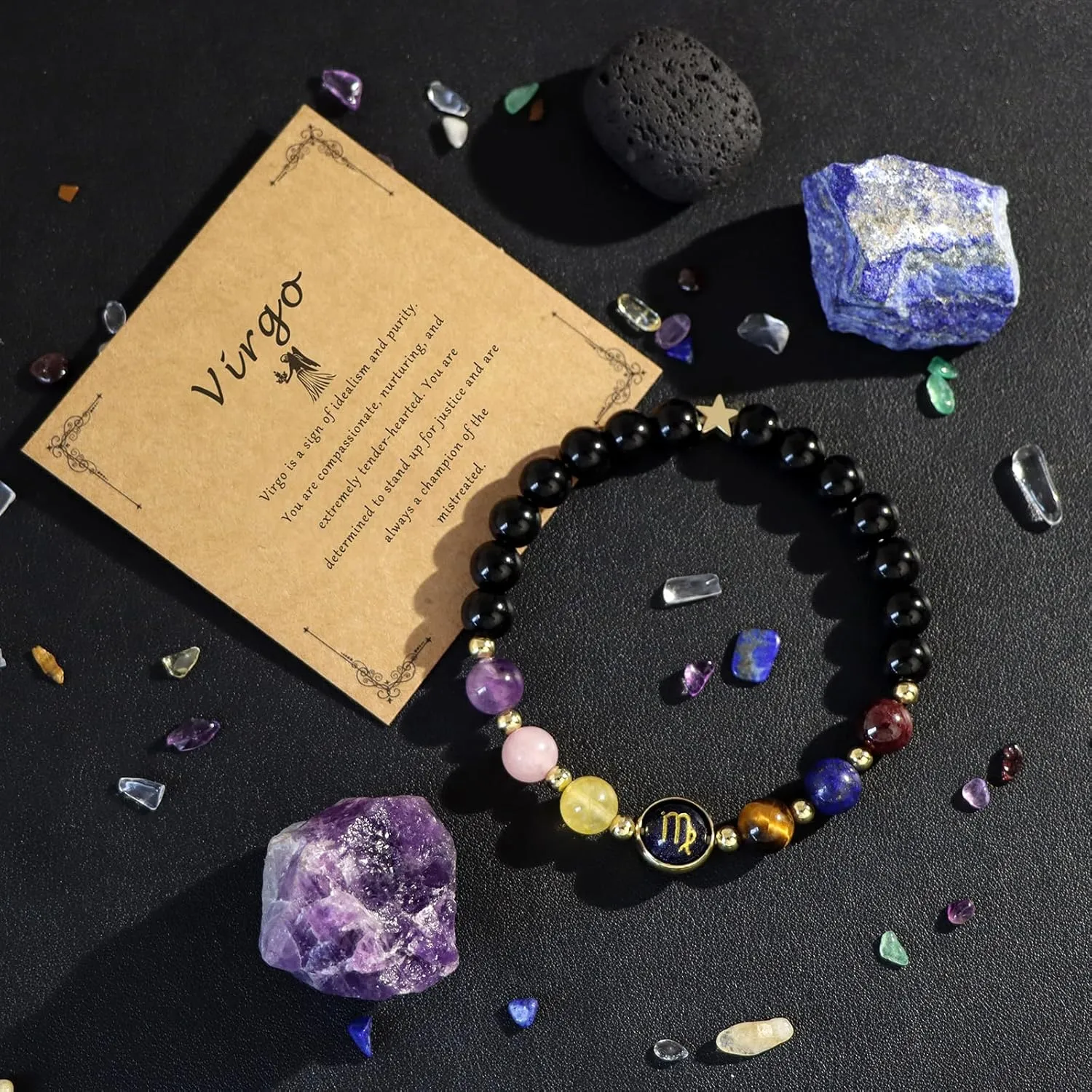 GolbalJew Zodiac Bracelets for Women 12 Constellations Healing Crystal Stone Beads Bracelet Birthday Zodiac Gifts Horoscope Spiritual Bracelet