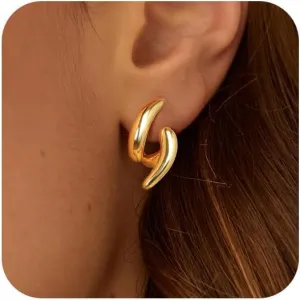 Gold Earring for Women Trendy - 14K Gold Stud Earrings Dainty Earrings Simple Minimalist Gold Earring Hypoallergenic Earrings for Women Gifts