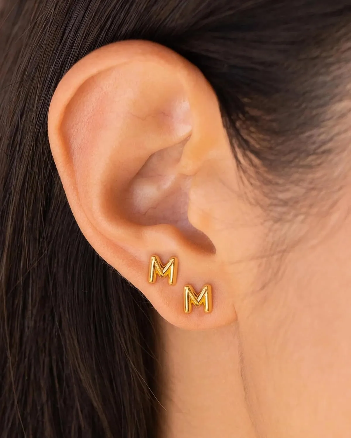 Gold Earrings for Women 14K Gold Initial Letter Stud Earrings Trendy Simple Tiny Small Minimalist Dainty Cute Hypoallergenic Initial Earrings Jewelry Gifts
