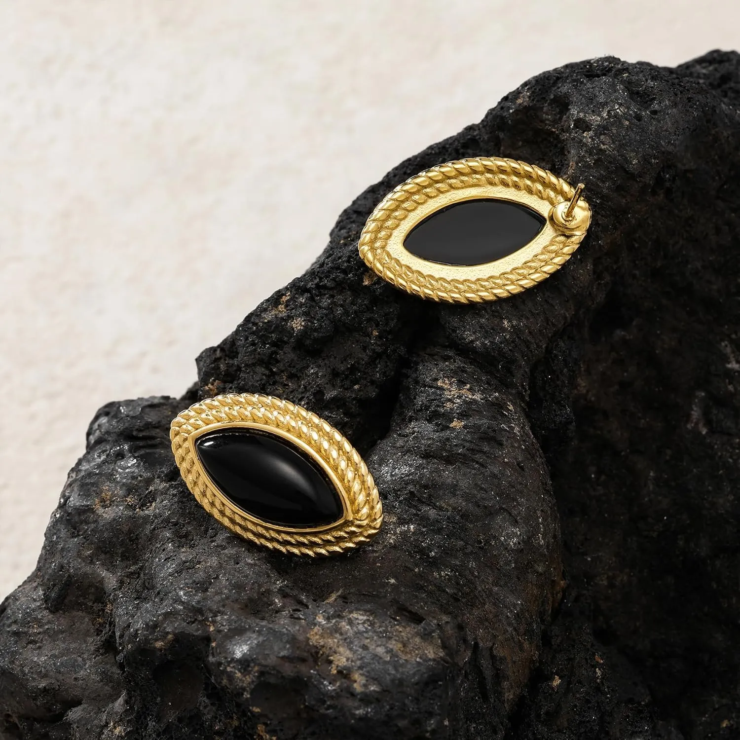 Gold Earrings Square Oval Earrings for Women Trendy 18K Gold Stud Jewelry Stainless Steel Hypoallergenic