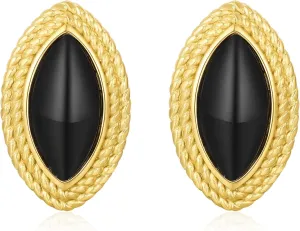 Gold Earrings Square Oval Earrings for Women Trendy 18K Gold Stud Jewelry Stainless Steel Hypoallergenic