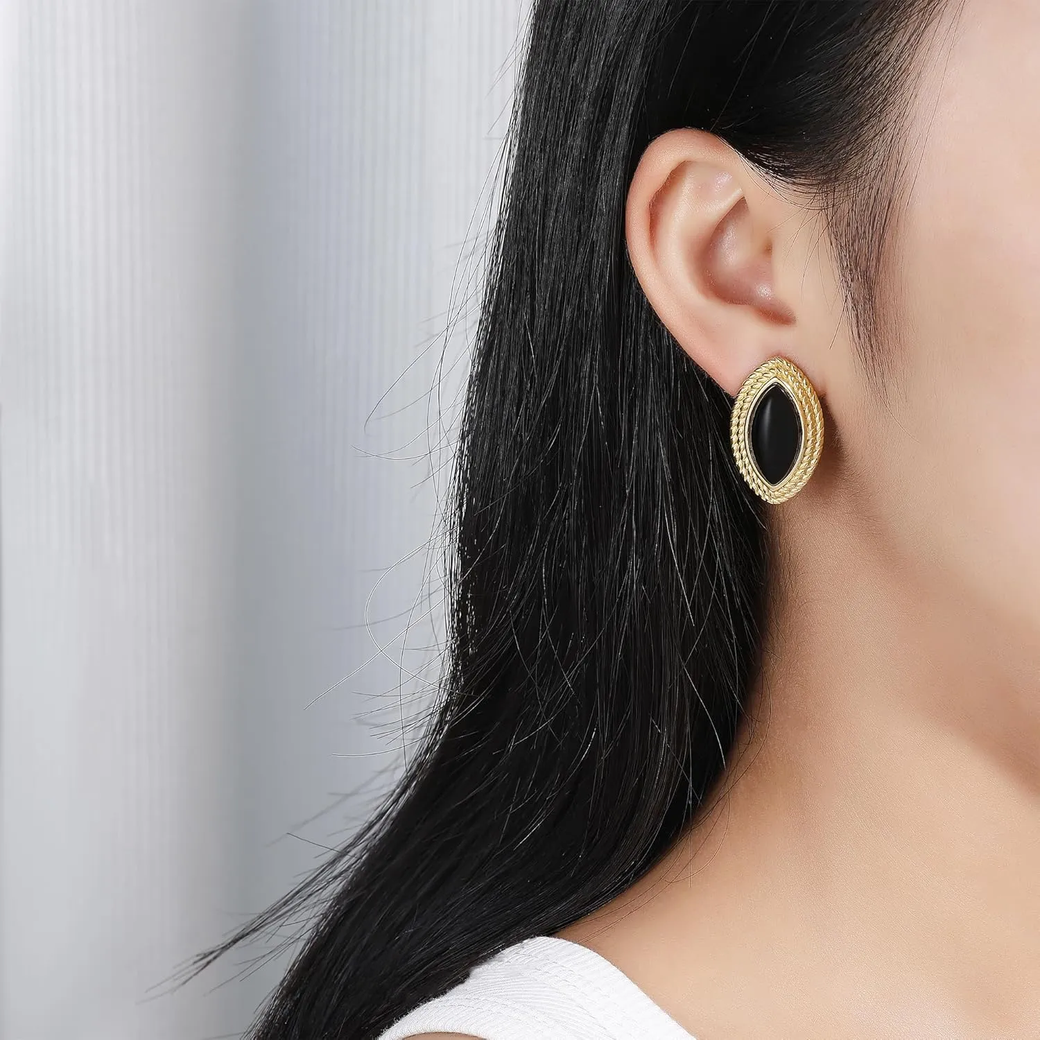 Gold Earrings Square Oval Earrings for Women Trendy 18K Gold Stud Jewelry Stainless Steel Hypoallergenic