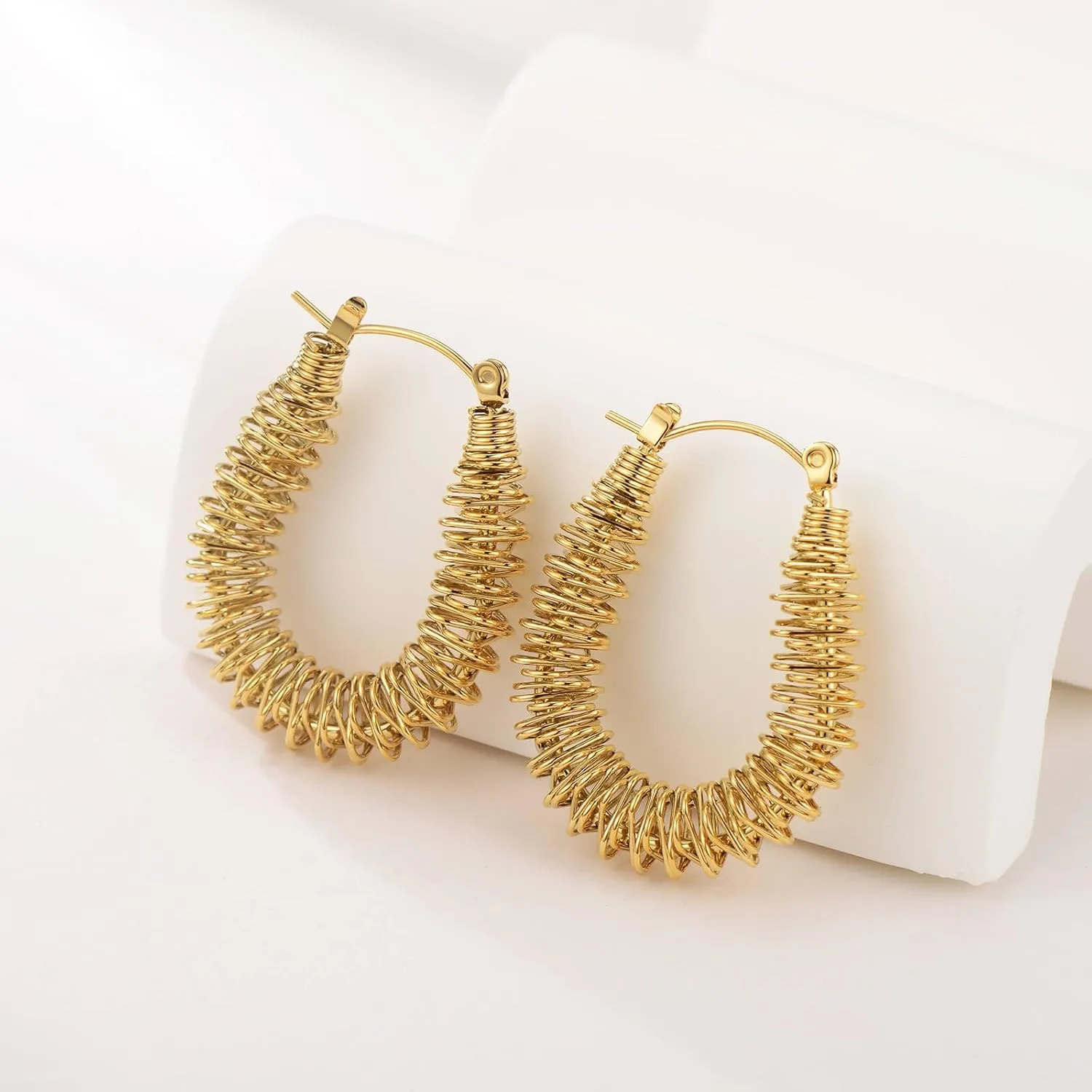 Gold Hoop Earrings for Women, 14K Gold Plated, Waterproof, Hypoallergenic, Tarnish-Free, Elegant Hoops for Formal & Casual Wear
