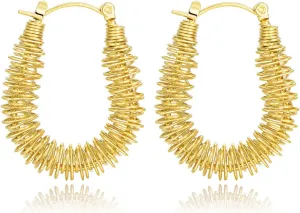 Gold Hoop Earrings for Women, 14K Gold Plated, Waterproof, Hypoallergenic, Tarnish-Free, Elegant Hoops for Formal & Casual Wear