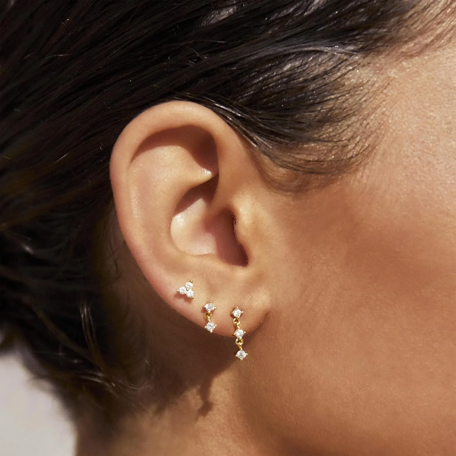 Gold Hoop Earrings for Women, Dainty Stud and Pearl Earring Set, Hypoallergenic Cartilage Earrings for Multiple Piercing, Small Trendy Jewelry