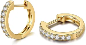 Gold Huggie Earrings for Women,14K Real Gold Plated Small Cubic Zirconia Cartilage Hoop Earrings Cuffs for Women 