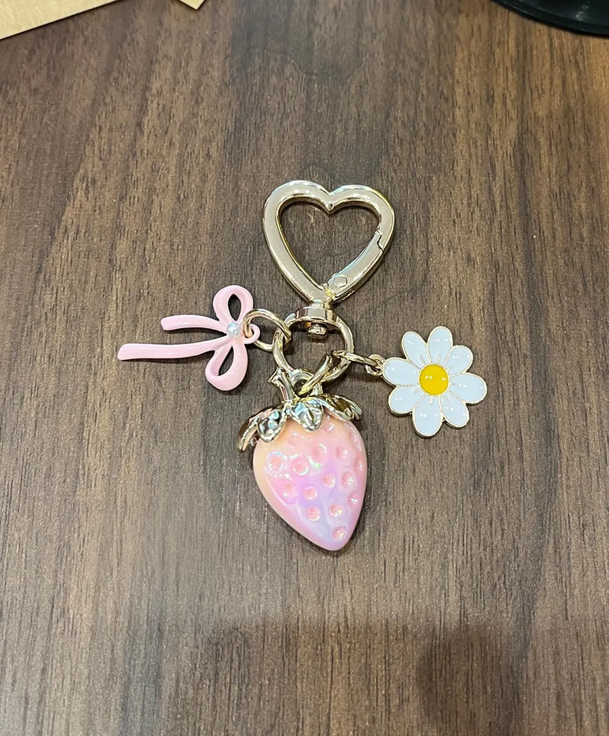 Graduation Gifts Cute Strawberry Keychain Bag Charm with Bee Sunflower for Mom Wife Friends Teacher