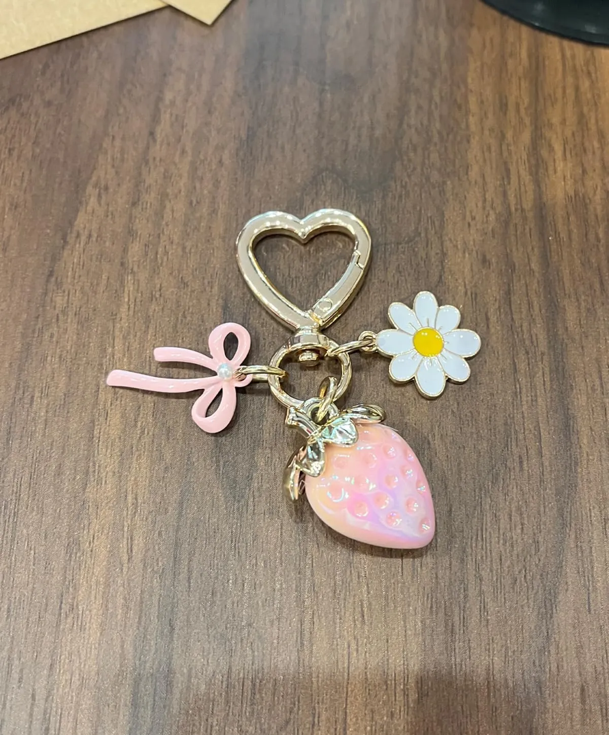 Graduation Gifts Cute Strawberry Keychain Bag Charm with Bee Sunflower for Mom Wife Friends Teacher