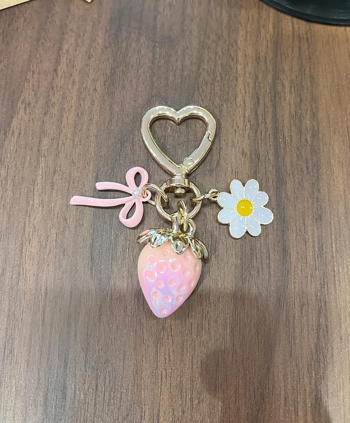 Graduation Gifts Cute Strawberry Keychain Bag Charm with Bee Sunflower for Mom Wife Friends Teacher