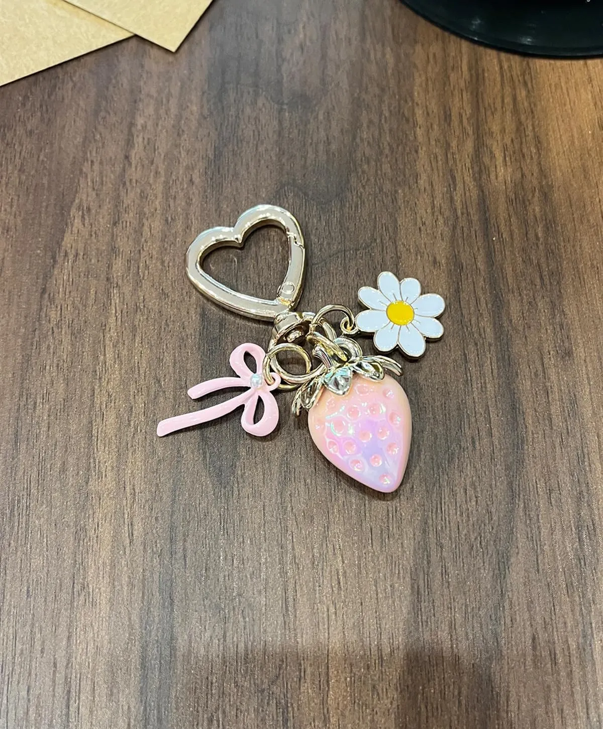 Graduation Gifts Cute Strawberry Keychain Bag Charm with Bee Sunflower for Mom Wife Friends Teacher