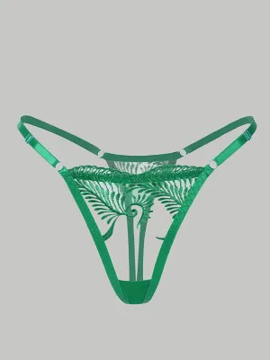 Green Embroidery Adjustable Thong